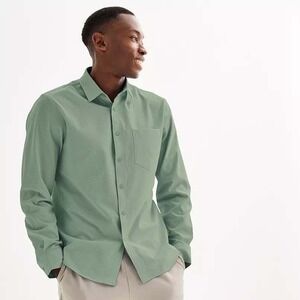 NWT FLX Mens Urban Commuter Sage Green Stretch Quick Dry Button Down22.2XXL Slim